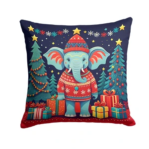 Elephant Christmas Throw Pillow Machine Washable, Indoor Outdoor Decorative Pillow for Couch, Bed or Patio, 18Hx18W Elephant Christmas Throw Pillow Machine Washable, Indoor Outdoor Decorative Pillow for Couch, Bed or Patio, 18Hx18W