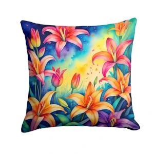 Colorful Lilies Throw Pillow Machine Washable, Indoor Outdoor Decorative Pillow for Couch, Bed or Patio, 18Hx18W Colorful Lilies Throw Pillow Machine Washable, Indoor Outdoor Decorative Pillow for Couch, Bed or Patio, 18Hx18W
