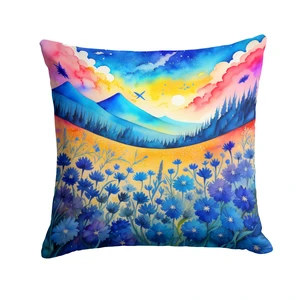 Colorful Blue Cornflowers Throw Pillow Machine Washable, Indoor Outdoor Decorative Pillow for Couch, Bed or Patio, 18Hx18W Colorful Blue Cornflowers Throw Pillow Machine Washable, Indoor Outdoor Decorative Pillow for Couch, Bed or Patio, 18Hx18W