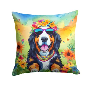 Bernese Mountain Dog Hippie Dawg Throw Pillow Machine Washable, Indoor Outdoor Decorative Pillow for Couch, Bed or Patio, 18Hx18W Bernese Mountain Dog Hippie Dawg Throw Pillow Machine Washable, Indoor Outdoor Decorative Pillow for Couch, Bed or Patio, 18Hx18W