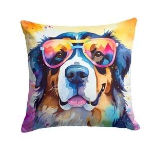 Bernese Mountain Dog Hippie Dawg Throw Pillow Machine Washable, Indoor Outdoor Decorative Pillow for Couch, Bed or Patio, 18Hx18W Bernese Mountain Dog Hippie Dawg Throw Pillow Machine Washable, Indoor Outdoor Decorative Pillow for Couch, Bed or Patio, 18Hx18W