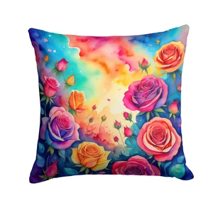 Colorful Roses Throw Pillow Machine Washable, Indoor Outdoor Decorative Pillow for Couch, Bed or Patio, 18Hx18W Colorful Roses Throw Pillow Machine Washable, Indoor Outdoor Decorative Pillow for Couch, Bed or Patio, 18Hx18W