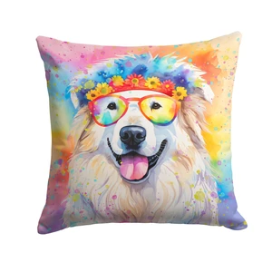Great Pyrenees Hippie Dawg Throw Pillow Machine Washable, Indoor Outdoor Decorative Pillow for Couch, Bed or Patio, 18Hx18W Great Pyrenees Hippie Dawg Throw Pillow Machine Washable, Indoor Outdoor Decorative Pillow for Couch, Bed or Patio, 18Hx18W