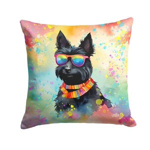Scottish Terrier Hippie Dawg Throw Pillow Machine Washable, Indoor Outdoor Decorative Pillow for Couch, Bed or Patio, 18Hx18W Scottish Terrier Hippie Dawg Throw Pillow Machine Washable, Indoor Outdoor Decorative Pillow for Couch, Bed or Patio, 18Hx18W