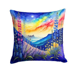 Colorful Delphinium Throw Pillow Machine Washable, Indoor Outdoor Decorative Pillow for Couch, Bed or Patio, 18Hx18W Colorful Delphinium Throw Pillow Machine Washable, Indoor Outdoor Decorative Pillow for Couch, Bed or Patio, 18Hx18W
