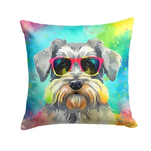Schnauzer Hippie Dawg Throw Pillow Machine Washable, Indoor Outdoor Decorative Pillow for Couch, Bed or Patio, 18Hx18W Schnauzer Hippie Dawg Throw Pillow Machine Washable, Indoor Outdoor Decorative Pillow for Couch, Bed or Patio, 18Hx18W