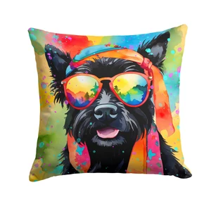Scottish Terrier Hippie Dawg Throw Pillow Machine Washable, Indoor Outdoor Decorative Pillow for Couch, Bed or Patio, 18Hx18W Scottish Terrier Hippie Dawg Throw Pillow Machine Washable, Indoor Outdoor Decorative Pillow for Couch, Bed or Patio, 18Hx18W