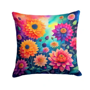 Colorful Dahlias Throw Pillow Machine Washable, Indoor Outdoor Decorative Pillow for Couch, Bed or Patio, 18Hx18W Colorful Dahlias Throw Pillow Machine Washable, Indoor Outdoor Decorative Pillow for Couch, Bed or Patio, 18Hx18W