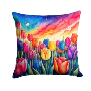 Colorful Tulips Throw Pillow Machine Washable, Indoor Outdoor Decorative Pillow for Couch, Bed or Patio, 18Hx18W Colorful Tulips Throw Pillow Machine Washable, Indoor Outdoor Decorative Pillow for Couch, Bed or Patio, 18Hx18W