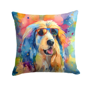 Afghan Hound Hippie Dawg Throw Pillow Machine Washable, Indoor Outdoor Decorative Pillow for Couch, Bed or Patio, 18Hx18W Afghan Hound Hippie Dawg Throw Pillow Machine Washable, Indoor Outdoor Decorative Pillow for Couch, Bed or Patio, 18Hx18W