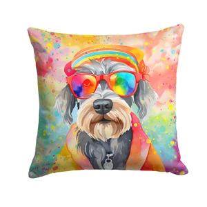 Schnauzer Hippie Dawg Throw Pillow Machine Washable, Indoor Outdoor Decorative Pillow for Couch, Bed or Patio, 18Hx18W Schnauzer Hippie Dawg Throw Pillow Machine Washable, Indoor Outdoor Decorative Pillow for Couch, Bed or Patio, 18Hx18W