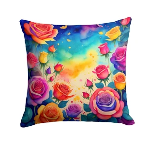 Colorful Roses Throw Pillow Machine Washable, Indoor Outdoor Decorative Pillow for Couch, Bed or Patio, 18Hx18W Colorful Roses Throw Pillow Machine Washable, Indoor Outdoor Decorative Pillow for Couch, Bed or Patio, 18Hx18W