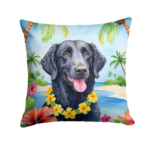 Curly-Coated Retriever Luau Throw Pillow Machine Washable, Indoor Outdoor Decorative Pillow for Couch, Bed or Patio, 18Hx18W Curly-Coated Retriever Luau Throw Pillow Machine Washable, Indoor Outdoor Decorative Pillow for Couch, Bed or Patio, 18Hx18W