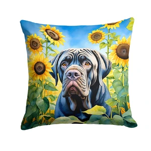 Neapolitan Mastiff in Sunflowers Throw Pillow Machine Washable, Indoor Outdoor Decorative Pillow for Couch, Bed or Patio, 18Hx18W Neapolitan Mastiff in Sunflowers Throw Pillow Machine Washable, Indoor Outdoor Decorative Pillow for Couch, Bed or Patio, 18Hx18W