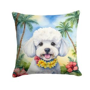 Bichon Frise Luau Throw Pillow Machine Washable, Indoor Outdoor Decorative Pillow for Couch, Bed or Patio, 18Hx18W Bichon Frise Luau Throw Pillow Machine Washable, Indoor Outdoor Decorative Pillow for Couch, Bed or Patio, 18Hx18W