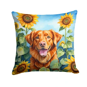 Nova Scotia Duck Toller in Sunflowers Throw Pillow Machine Washable, Indoor Outdoor Decorative Pillow for Couch, Bed or Patio, 18Hx18W Nova Scotia Duck Toller in Sunflowers Throw Pillow Machine Washable, Indoor Outdoor Decorative Pillow for Couch, Bed or Patio, 18Hx18W
