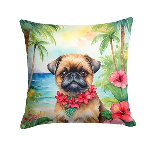 Brussels Griffon Luau Throw Pillow Machine Washable, Indoor Outdoor Decorative Pillow for Couch, Bed or Patio, 18Hx18W Brussels Griffon Luau Throw Pillow Machine Washable, Indoor Outdoor Decorative Pillow for Couch, Bed or Patio, 18Hx18W