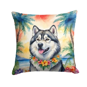 Alaskan Malamute Luau Throw Pillow Machine Washable, Indoor Outdoor Decorative Pillow for Couch, Bed or Patio, 18Hx18W Alaskan Malamute Luau Throw Pillow Machine Washable, Indoor Outdoor Decorative Pillow for Couch, Bed or Patio, 18Hx18W