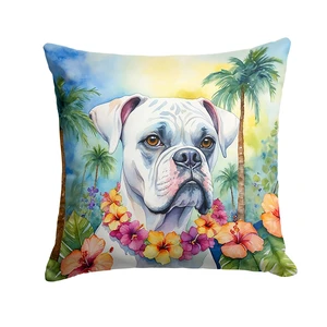 White Boxer Luau Throw Pillow Machine Washable, Indoor Outdoor Decorative Pillow for Couch, Bed or Patio, 18Hx18W White Boxer Luau Throw Pillow Machine Washable, Indoor Outdoor Decorative Pillow for Couch, Bed or Patio, 18Hx18W