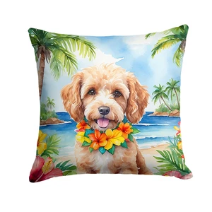 Cockapoo Luau Throw Pillow Machine Washable, Indoor Outdoor Decorative Pillow for Couch, Bed or Patio, 18Hx18W Cockapoo Luau Throw Pillow Machine Washable, Indoor Outdoor Decorative Pillow for Couch, Bed or Patio, 18Hx18W