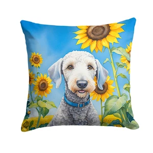 Bedlington Terrier in Sunflowers Throw Pillow Machine Washable, Indoor Outdoor Decorative Pillow for Couch, Bed or Patio, 18Hx18W Bedlington Terrier in Sunflowers Throw Pillow Machine Washable, Indoor Outdoor Decorative Pillow for Couch, Bed or Patio, 18Hx18W