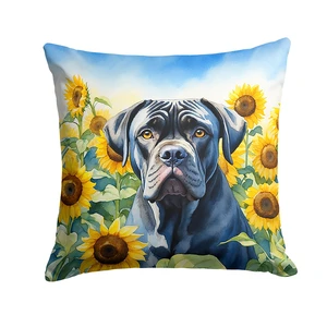 Cane Corso in Sunflowers Throw Pillow Machine Washable, Indoor Outdoor Decorative Pillow for Couch, Bed or Patio, 18Hx18W Cane Corso in Sunflowers Throw Pillow Machine Washable, Indoor Outdoor Decorative Pillow for Couch, Bed or Patio, 18Hx18W