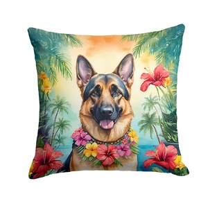 German Shepherd Luau Throw Pillow Machine Washable, Indoor Outdoor Decorative Pillow for Couch, Bed or Patio, 18Hx18W German Shepherd Luau Throw Pillow Machine Washable, Indoor Outdoor Decorative Pillow for Couch, Bed or Patio, 18Hx18W