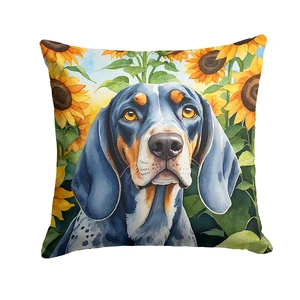 Bluetick Coonhound in Sunflowers Throw Pillow Machine Washable, Indoor Outdoor Decorative Pillow for Couch, Bed or Patio, 18Hx18W Bluetick Coonhound in Sunflowers Throw Pillow Machine Washable, Indoor Outdoor Decorative Pillow for Couch, Bed or Patio, 18Hx18W