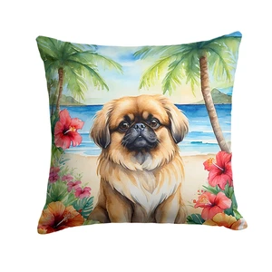 Pekingese Luau Throw Pillow Machine Washable, Indoor Outdoor Decorative Pillow for Couch, Bed or Patio, 18Hx18W Pekingese Luau Throw Pillow Machine Washable, Indoor Outdoor Decorative Pillow for Couch, Bed or Patio, 18Hx18W