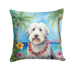 Old English Sheepdog Luau Throw Pillow Machine Washable, Indoor Outdoor Decorative Pillow for Couch, Bed or Patio, 18Hx18W Old English Sheepdog Luau Throw Pillow Machine Washable, Indoor Outdoor Decorative Pillow for Couch, Bed or Patio, 18Hx18W
