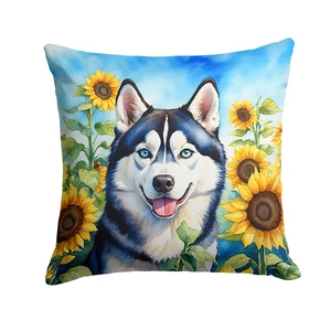 Siberian Husky in Sunflowers Throw Pillow Machine Washable, Indoor Outdoor Decorative Pillow for Couch, Bed or Patio, 18Hx18W Siberian Husky in Sunflowers Throw Pillow Machine Washable, Indoor Outdoor Decorative Pillow for Couch, Bed or Patio, 18Hx18W