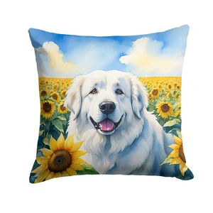 Great Pyrenees in Sunflowers Throw Pillow Machine Washable, Indoor Outdoor Decorative Pillow for Couch, Bed or Patio, 18Hx18W Great Pyrenees in Sunflowers Throw Pillow Machine Washable, Indoor Outdoor Decorative Pillow for Couch, Bed or Patio, 18Hx18W