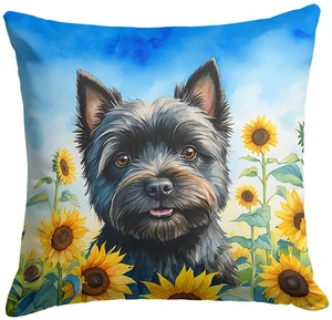 Cairn Terrier in Sunflowers Throw Pillow Machine Washable, Indoor Outdoor Decorative Pillow for Couch, Bed or Patio, 18Hx18W Cairn Terrier in Sunflowers Throw Pillow Machine Washable, Indoor Outdoor Decorative Pillow for Couch, Bed or Patio, 18Hx18W