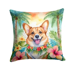 Corgi Luau Throw Pillow Machine Washable, Indoor Outdoor Decorative Pillow for Couch, Bed or Patio, 18Hx18W Corgi Luau Throw Pillow Machine Washable, Indoor Outdoor Decorative Pillow for Couch, Bed or Patio, 18Hx18W