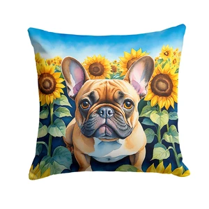 French Bulldog in Sunflowers Throw Pillow Machine Washable, Indoor Outdoor Decorative Pillow for Couch, Bed or Patio, 18Hx18W French Bulldog in Sunflowers Throw Pillow Machine Washable, Indoor Outdoor Decorative Pillow for Couch, Bed or Patio, 18Hx18W