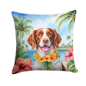 Brittany Spaniel Luau Throw Pillow Machine Washable, Indoor Outdoor Decorative Pillow for Couch, Bed or Patio, 18Hx18W Brittany Spaniel Luau Throw Pillow Machine Washable, Indoor Outdoor Decorative Pillow for Couch, Bed or Patio, 18Hx18W