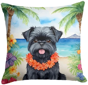 Affenpinscher Luau Throw Pillow Machine Washable, Indoor Outdoor Decorative Pillow for Couch, Bed or Patio, 18Hx18W Affenpinscher Luau Throw Pillow Machine Washable, Indoor Outdoor Decorative Pillow for Couch, Bed or Patio, 18Hx18W
