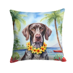 German Shorthaired Pointer Luau Throw Pillow Machine Washable, Indoor Outdoor Decorative Pillow for Couch, Bed or Patio, 18Hx18W German Shorthaired Pointer Luau Throw Pillow Machine Washable, Indoor Outdoor Decorative Pillow for Couch, Bed or Patio, 18Hx18W