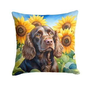 Boykin Spaniel in Sunflowers Throw Pillow Machine Washable, Indoor Outdoor Decorative Pillow for Couch, Bed or Patio, 18Hx18W Boykin Spaniel in Sunflowers Throw Pillow Machine Washable, Indoor Outdoor Decorative Pillow for Couch, Bed or Patio, 18Hx18W