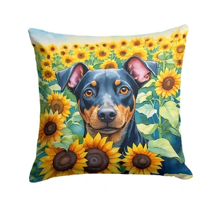 Manchester Terrier in Sunflowers Throw Pillow Machine Washable, Indoor Outdoor Decorative Pillow for Couch, Bed or Patio, 18Hx18W Manchester Terrier in Sunflowers Throw Pillow Machine Washable, Indoor Outdoor Decorative Pillow for Couch, Bed or Patio, 18Hx18W