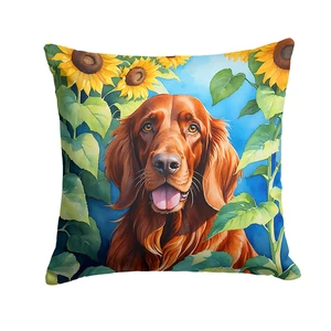Irish Setter in Sunflowers Throw Pillow Machine Washable, Indoor Outdoor Decorative Pillow for Couch, Bed or Patio, 18Hx18W Irish Setter in Sunflowers Throw Pillow Machine Washable, Indoor Outdoor Decorative Pillow for Couch, Bed or Patio, 18Hx18W