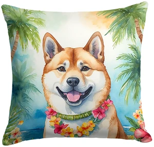 Akita Luau Throw Pillow Machine Washable, Indoor Outdoor Decorative Pillow for Couch, Bed or Patio, 18Hx18W Akita Luau Throw Pillow Machine Washable, Indoor Outdoor Decorative Pillow for Couch, Bed or Patio, 18Hx18W