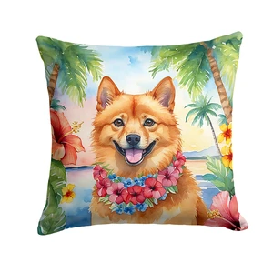 Finnish Spitz Luau Throw Pillow Machine Washable, Indoor Outdoor Decorative Pillow for Couch, Bed or Patio, 18Hx18W Finnish Spitz Luau Throw Pillow Machine Washable, Indoor Outdoor Decorative Pillow for Couch, Bed or Patio, 18Hx18W