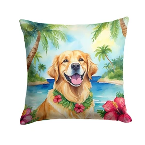 Golden Retriever Luau Throw Pillow Machine Washable, Indoor Outdoor Decorative Pillow for Couch, Bed or Patio, 18Hx18W Golden Retriever Luau Throw Pillow Machine Washable, Indoor Outdoor Decorative Pillow for Couch, Bed or Patio, 18Hx18W