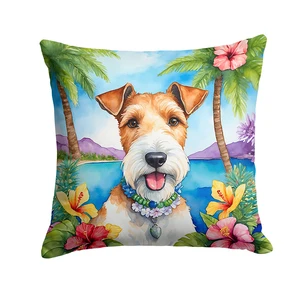 Fox Terrier Luau Throw Pillow Machine Washable, Indoor Outdoor Decorative Pillow for Couch, Bed or Patio, 18Hx18W Fox Terrier Luau Throw Pillow Machine Washable, Indoor Outdoor Decorative Pillow for Couch, Bed or Patio, 18Hx18W