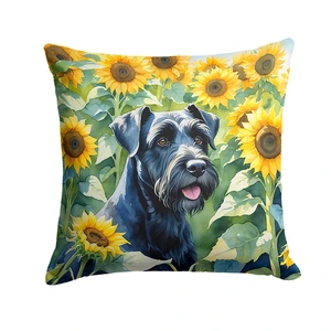 Giant Schnauzer in Sunflowers Throw Pillow Machine Washable, Indoor Outdoor Decorative Pillow for Couch, Bed or Patio, 18Hx18W Giant Schnauzer in Sunflowers Throw Pillow Machine Washable, Indoor Outdoor Decorative Pillow for Couch, Bed or Patio, 18Hx18W