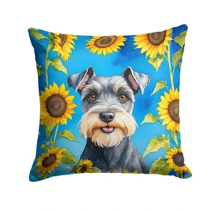 Schnauzer in Sunflowers Throw Pillow Machine Washable, Indoor Outdoor Decorative Pillow for Couch, Bed or Patio, 18Hx18W Schnauzer in Sunflowers Throw Pillow Machine Washable, Indoor Outdoor Decorative Pillow for Couch, Bed or Patio, 18Hx18W