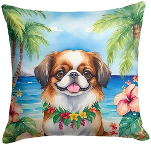 Japanese Chin Luau Throw Pillow Machine Washable, Indoor Outdoor Decorative Pillow for Couch, Bed or Patio, 18Hx18W Japanese Chin Luau Throw Pillow Machine Washable, Indoor Outdoor Decorative Pillow for Couch, Bed or Patio, 18Hx18W