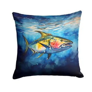 Yellowfin Tuna Throw Pillow Machine Washable, Indoor Outdoor Decorative Pillow for Couch, Bed or Patio, 18Hx18W Yellowfin Tuna Throw Pillow Machine Washable, Indoor Outdoor Decorative Pillow for Couch, Bed or Patio, 18Hx18W
