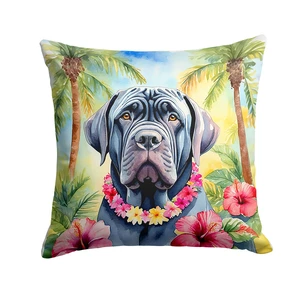 Neapolitan Mastiff Luau Throw Pillow Machine Washable, Indoor Outdoor Decorative Pillow for Couch, Bed or Patio, 18Hx18W Neapolitan Mastiff Luau Throw Pillow Machine Washable, Indoor Outdoor Decorative Pillow for Couch, Bed or Patio, 18Hx18W